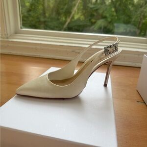 SAKS FIFTH AVENUE
85MM Crystal-Buckle Satin Slingback Pumps